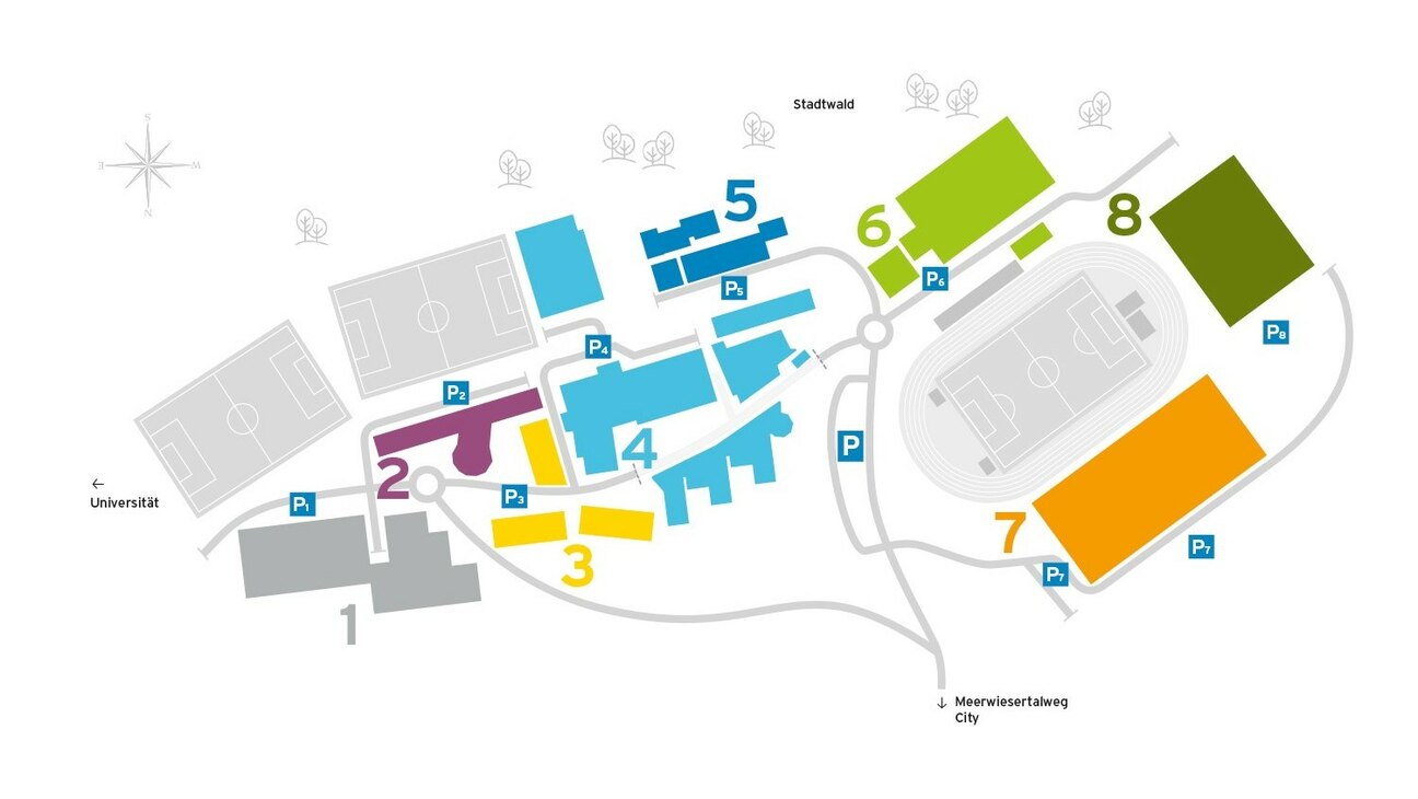 Ansicht des Lagesplans des Sportcampus Saar